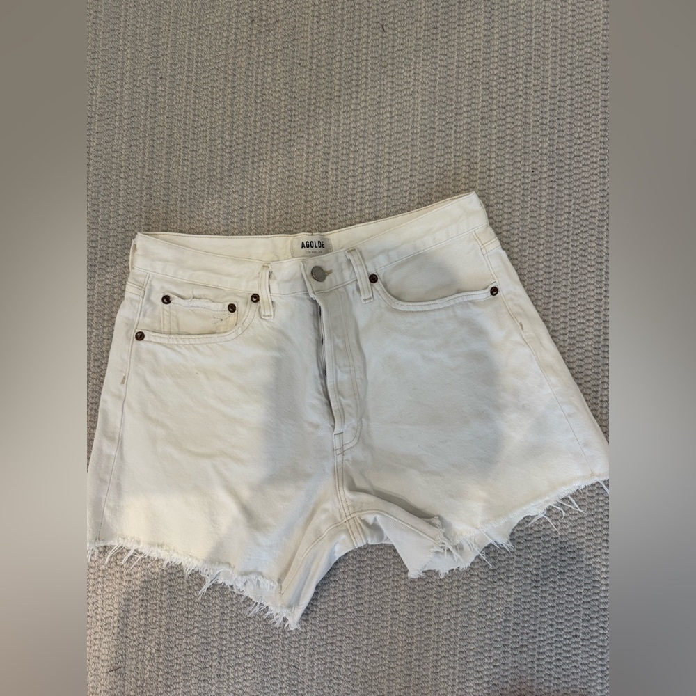 Agolde White Denim Shorts 28